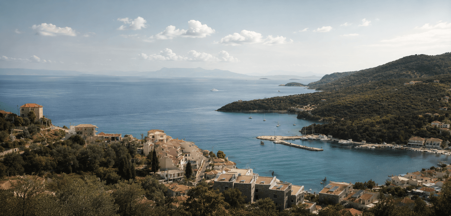 The wide bay of Syvota seen from the hillside above